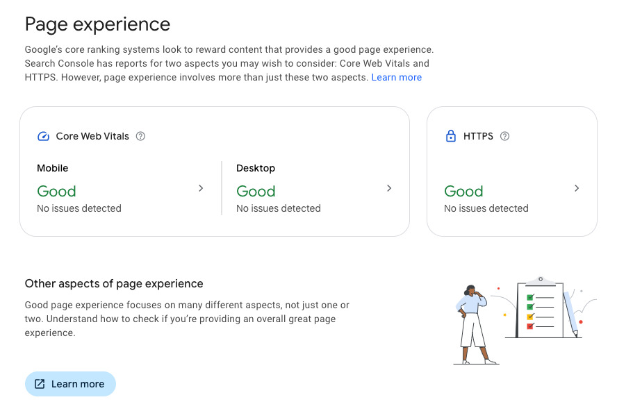 Core Web Vitals metrics for mobile and desktop in Google Search Console 1