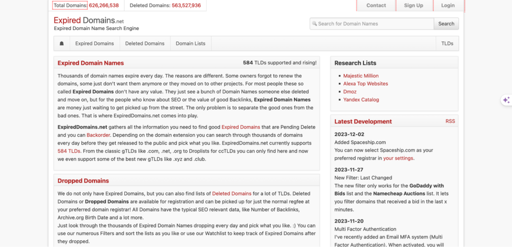 ExpiredDomains.net is a platform that allows quick search of expired domains