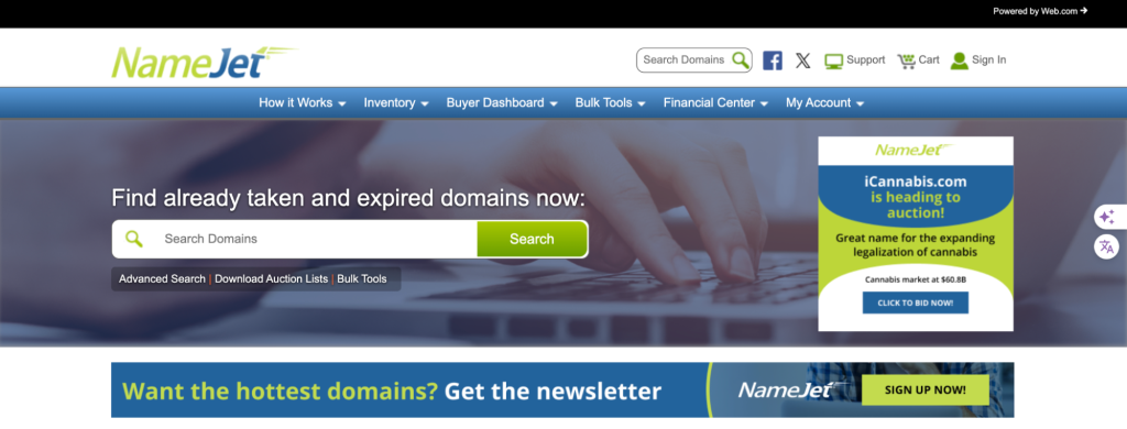 NameJet is a premier domain auction platform that offers expired and aftermarket domains