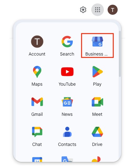 Click on business icon to launch your GBP.