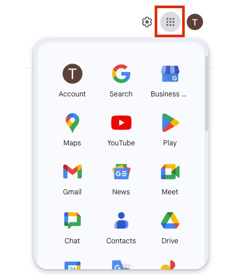 Access your Google email account to view your menu.