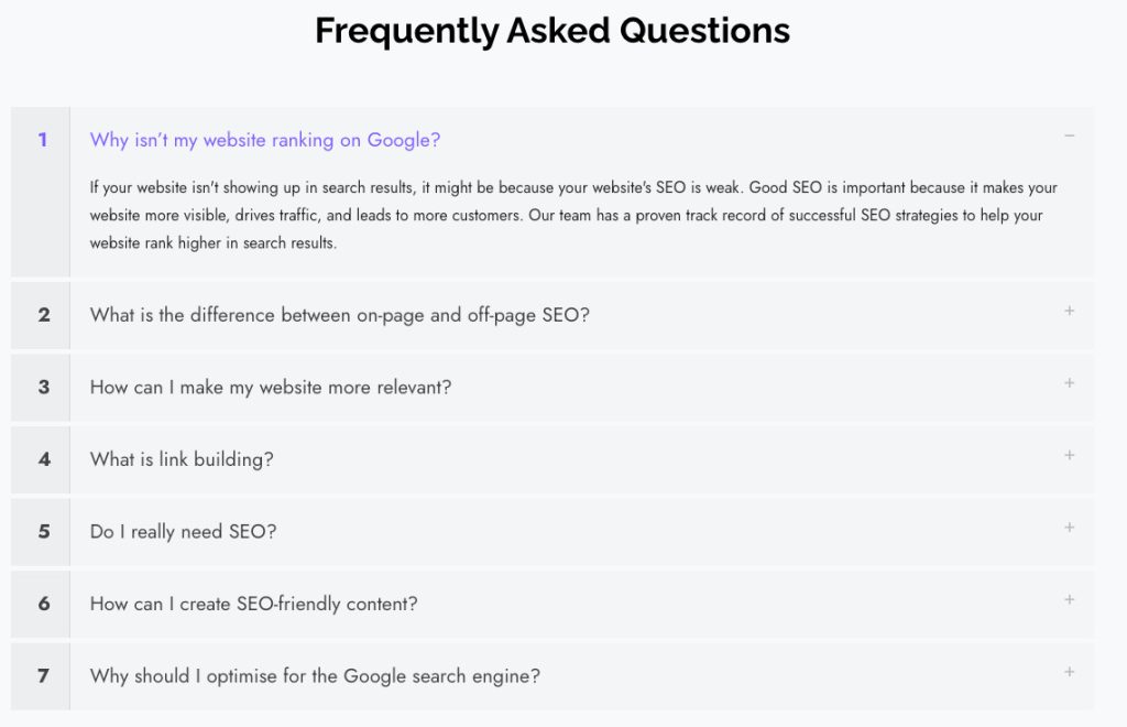 Newnormz answering ‘People Also Ask questions in SERP on the SEO service page 2