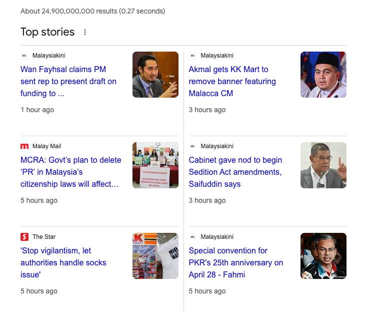 Top Stories in SERP for timely news updates