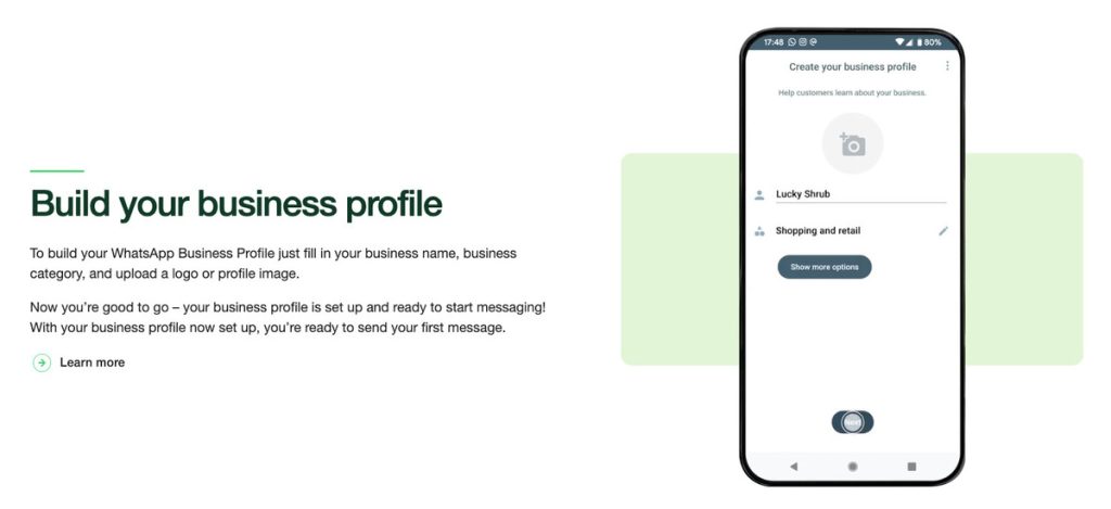 Build your business profile to start messaging your customers