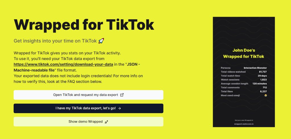 Visit the Wrapped for TikTok Website