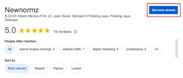 Klik pada pautan ulasan Google