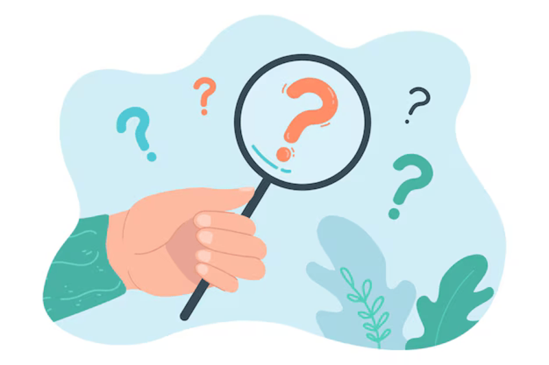 person looking through magnifying glass question mark hand holding magnifier search answer flat vector illustration information concept banner website design landing web page 74855 24962 1 1 1