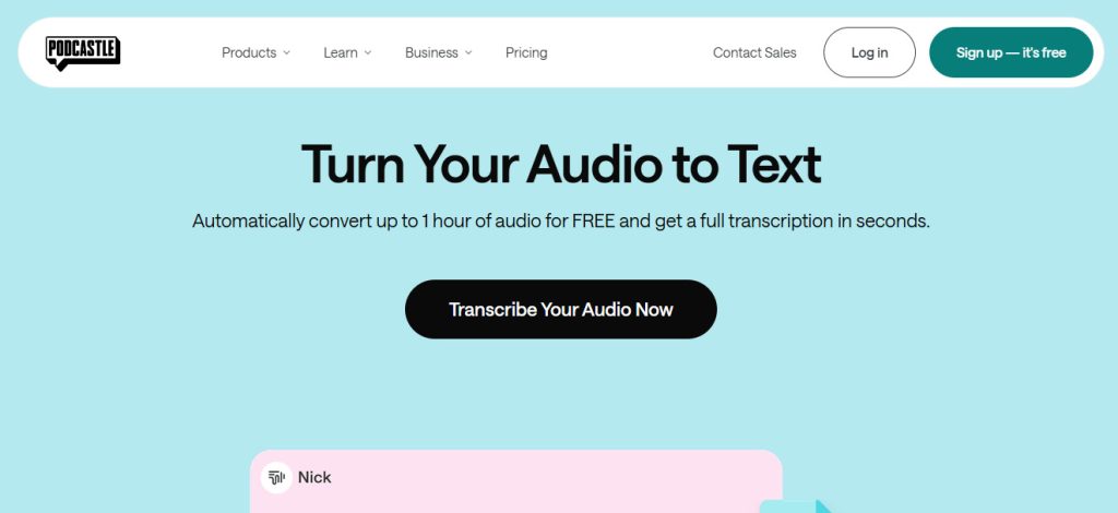 Podcastle Audio to Text AI Translator