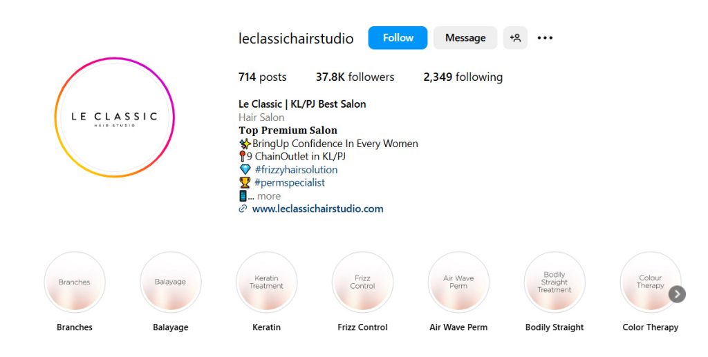 Le Classic Hair Studio Instagram